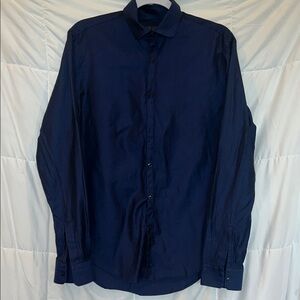 Zara Man Slim Fit Dress Shirt Dark Navy